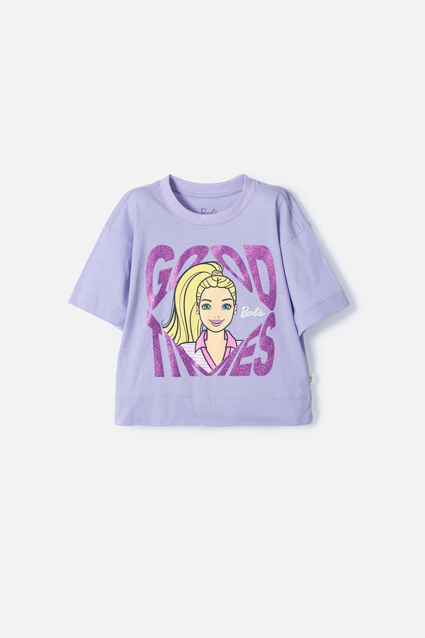 CAMISETA DE BARBIE LAVANDA CON MIRELLA PARA NIÑA
