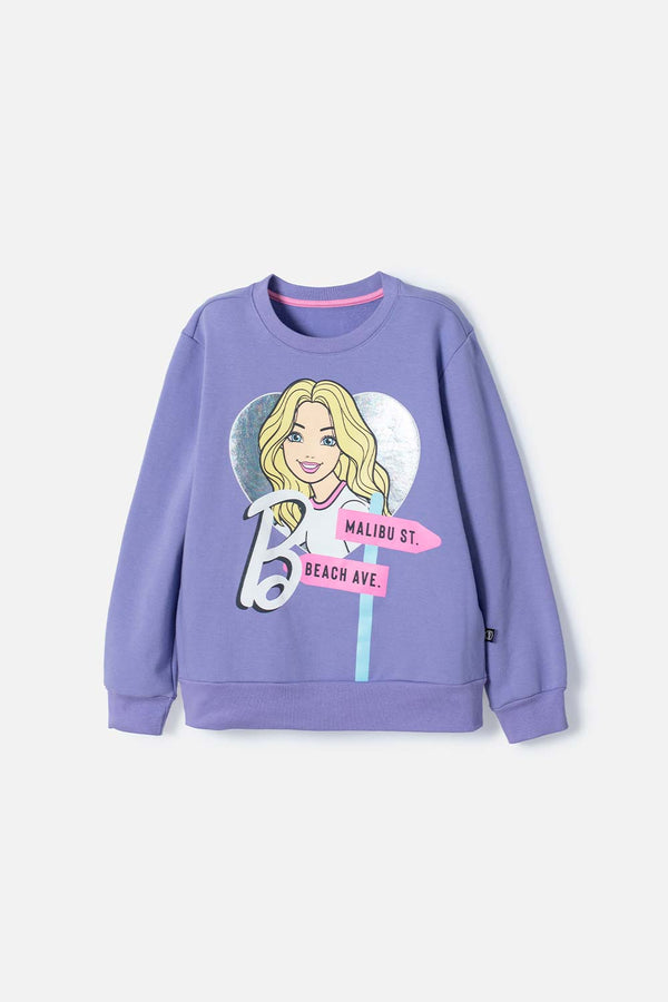 BUZO DE BARBIE LILA CERRADO PARA NIÑA.