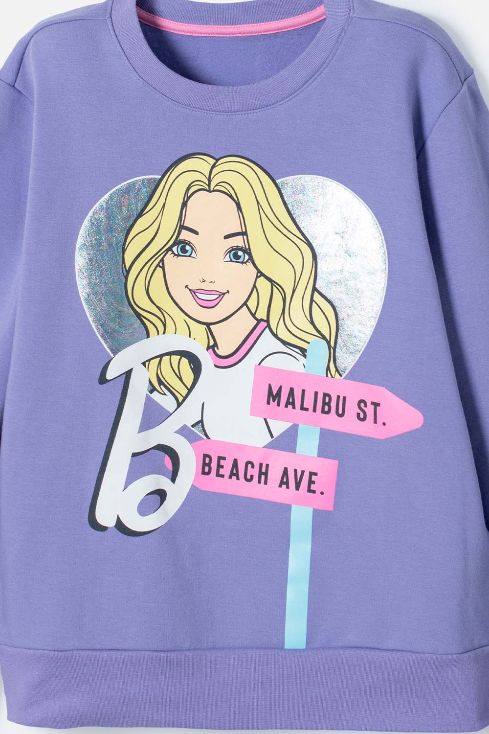 BUZO DE BARBIE LILA CERRADO PARA NIÑA.