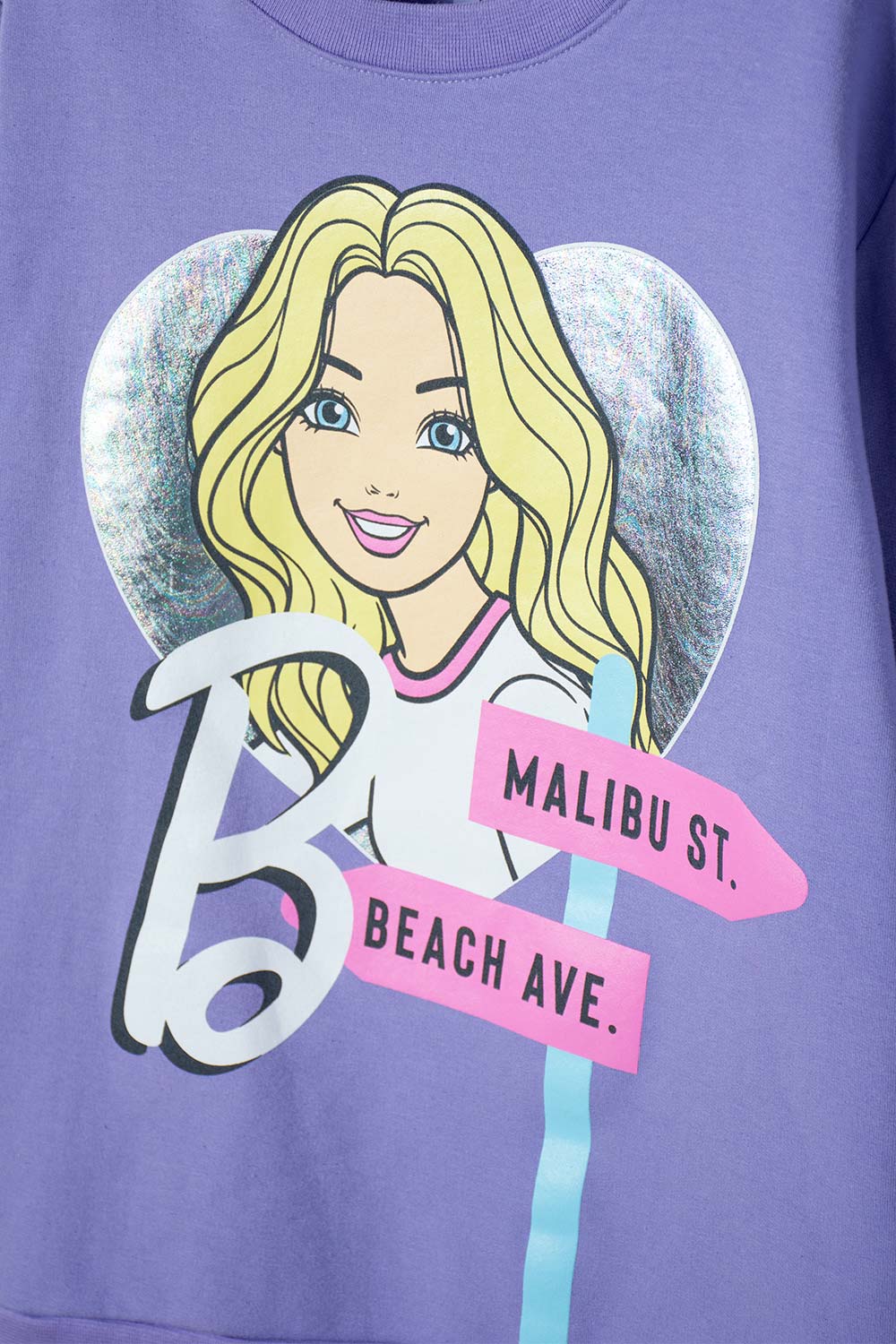 BUZO DE BARBIE LILA CERRADO PARA NIÑA.