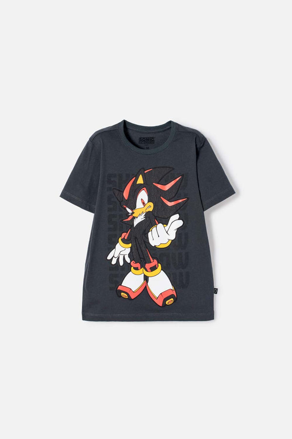 CAMISETA DE SONIC MANGA CORTA GRIS PARA NIÑO
