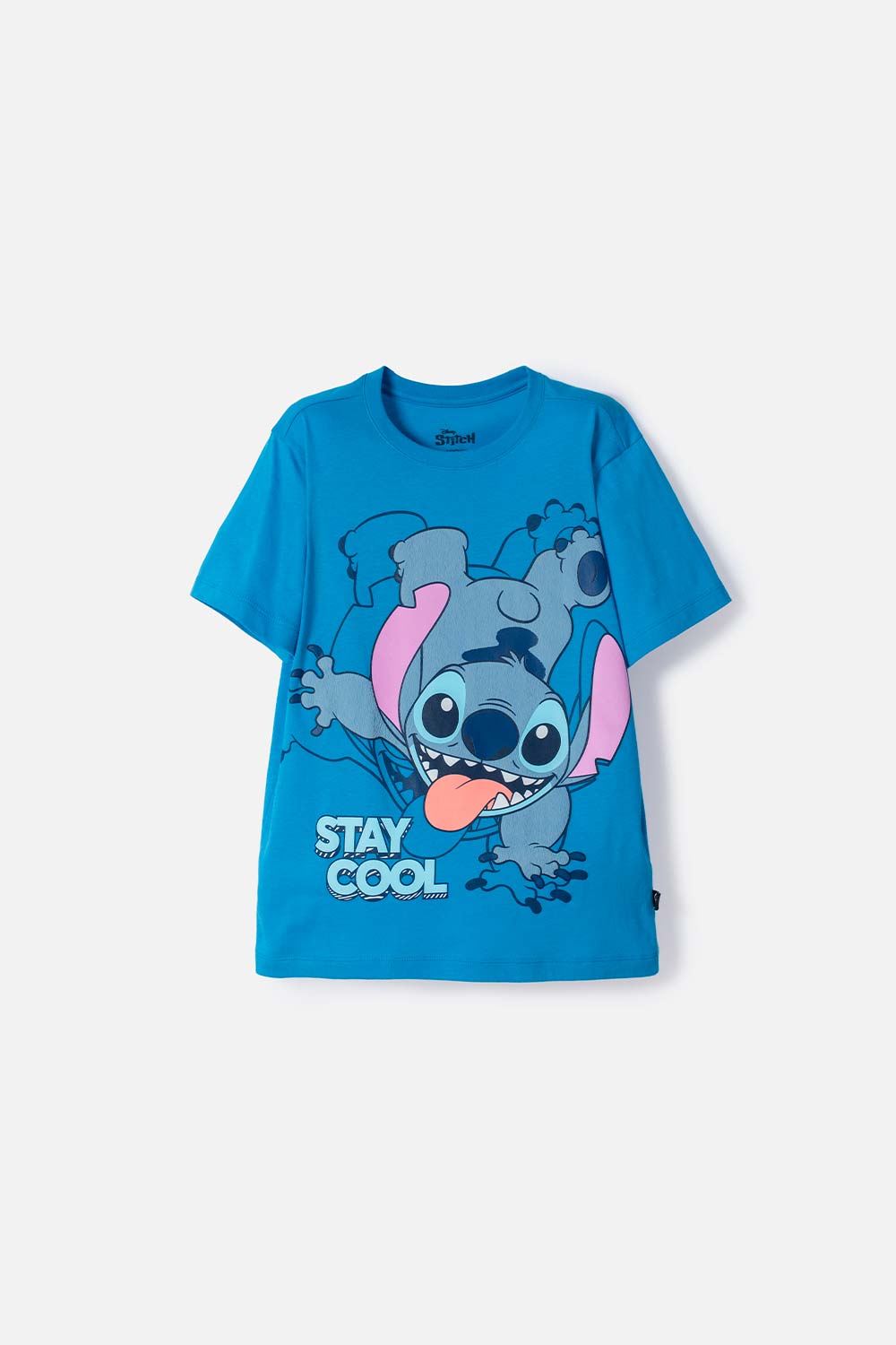 CAMISETA DE LILO & STITCH AZUL ESTAMPADA EN FRENTE PARA NIÑO
