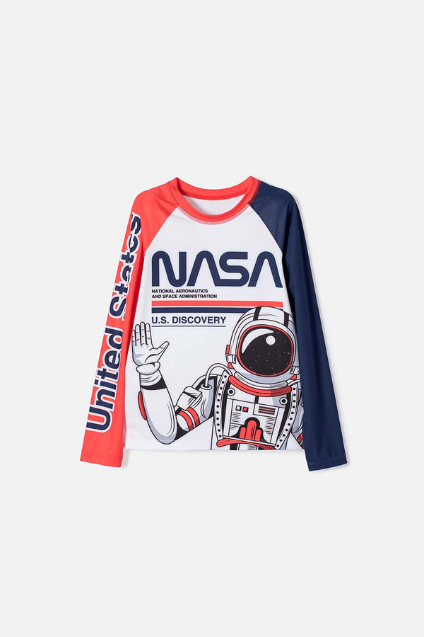 CAMISETA DE BAÑO NASA MANGA LARGA PARA NIÑO