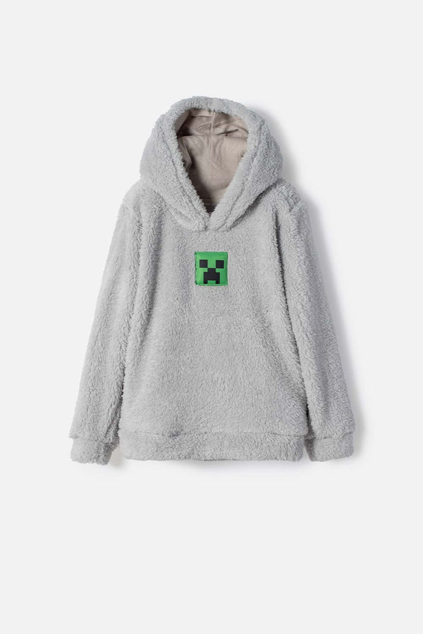 BUZO DE LA MINECRAFT CERRADO GRIS PARA NIÑO