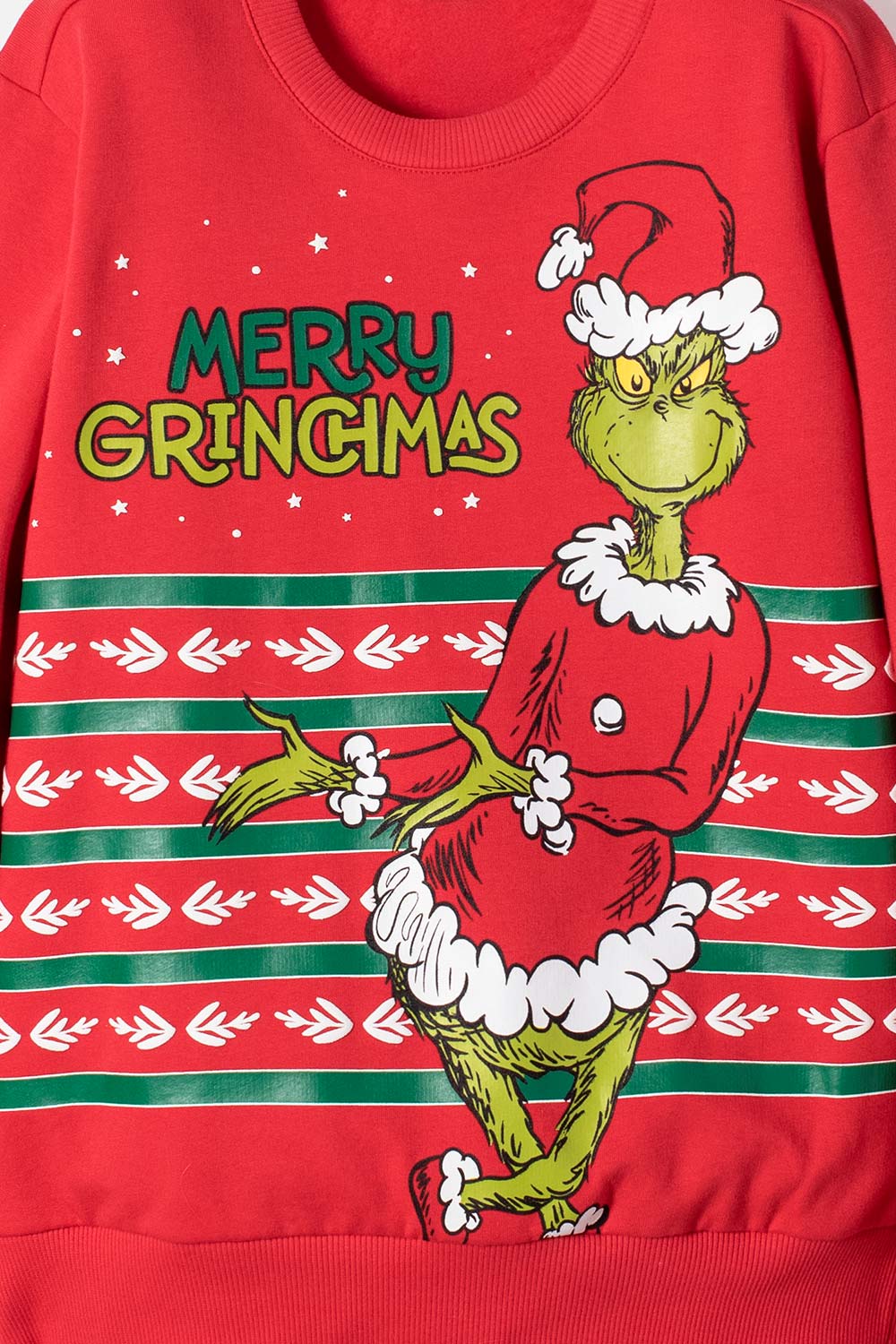 BUZO DE GRINCH CERRADO ROJO PARA NIÑO