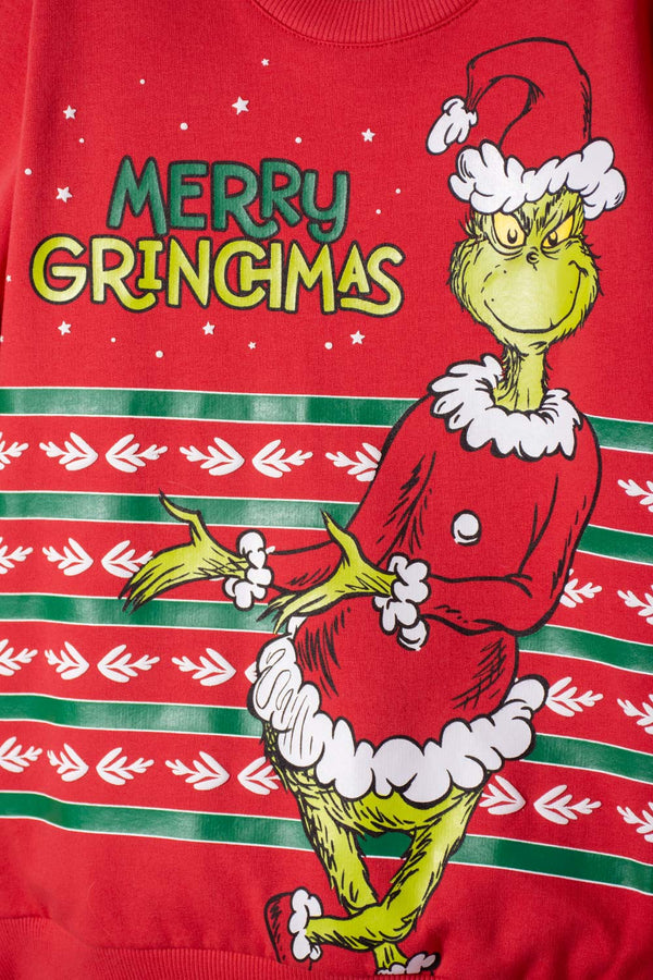 BUZO DE GRINCH CERRADO ROJO PARA NIÑO