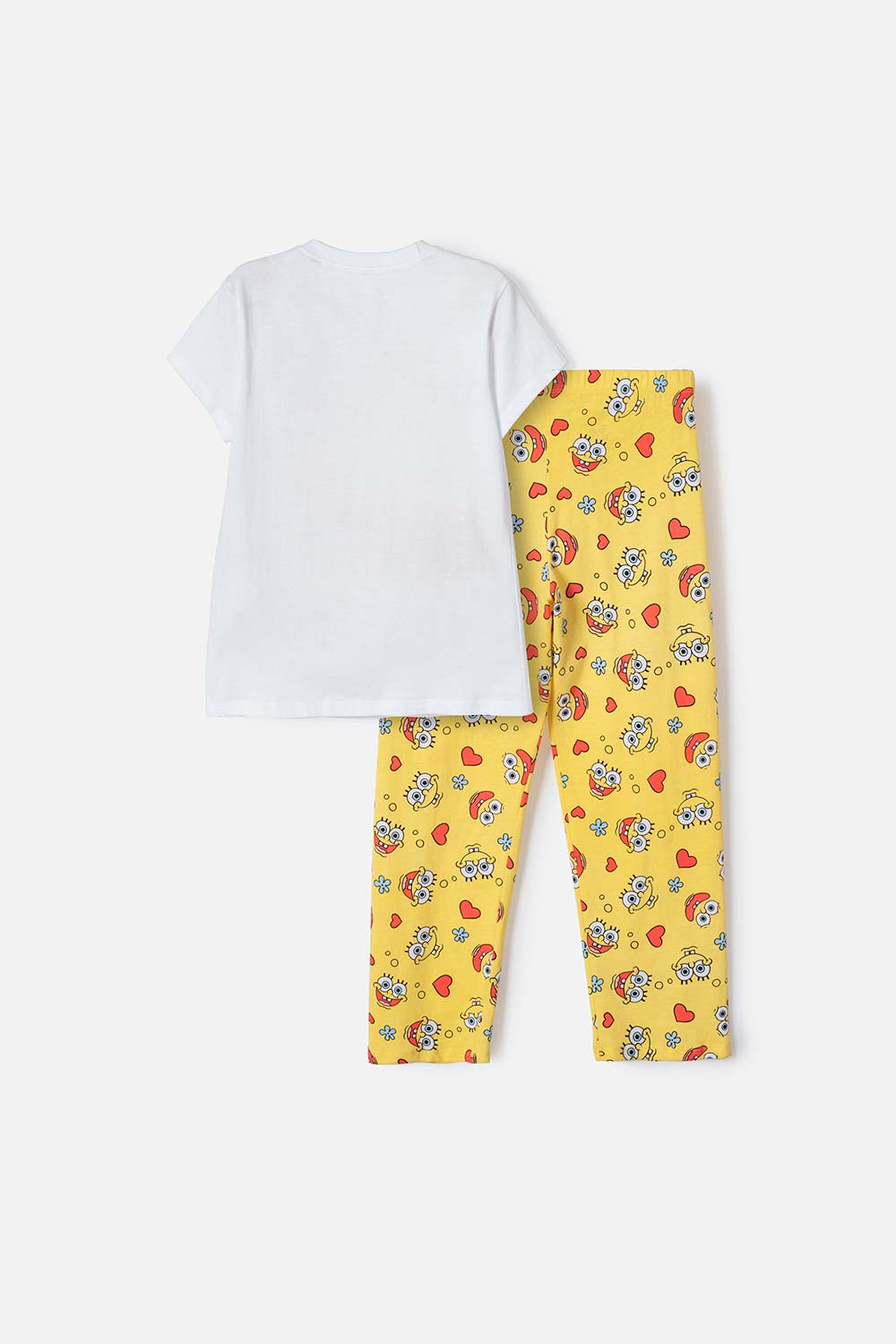 PIJAMA DE BOB ESPONJA PNTALÓN LARGO AMARILLO Y BLANCO PARA NIÑA