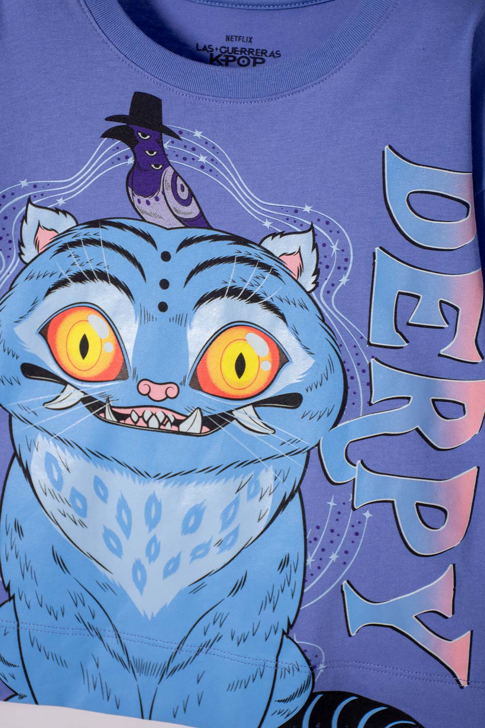 CAMISETA DE K- POP DEMON HUNTERS MANGA CORTA AZUL PARA NIÑA