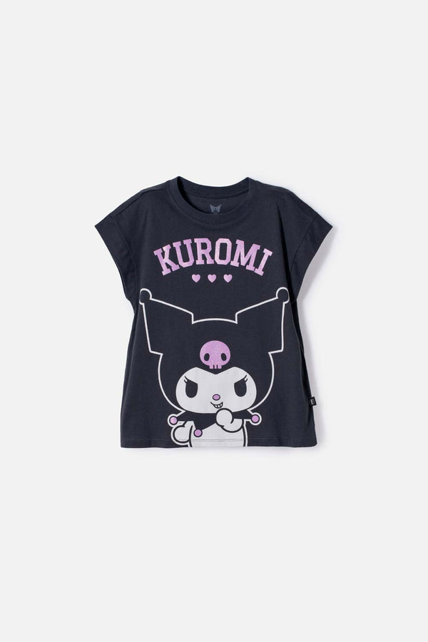 CAMISETA DE KUROMI MANGA CORTA AZUL PARA NIÑA