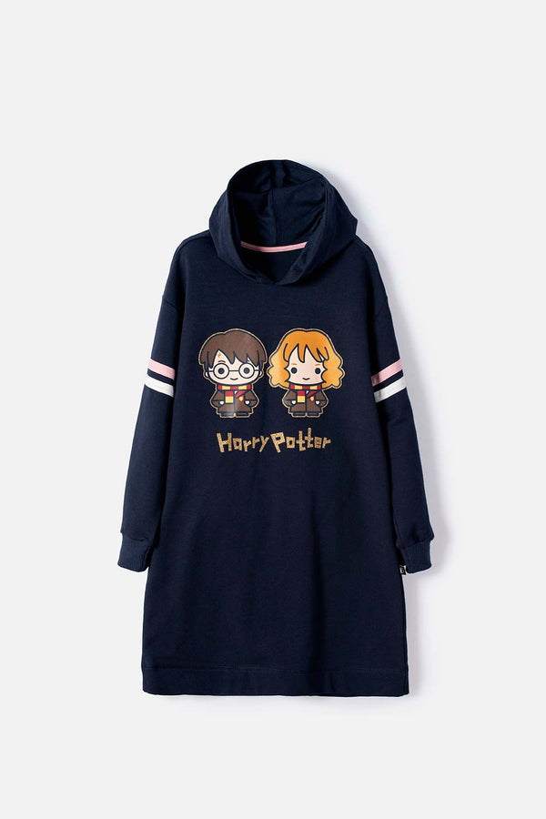 VESTIDO DE HARRY POTTER CON CAPUCHA AZUL PARA NIÑA