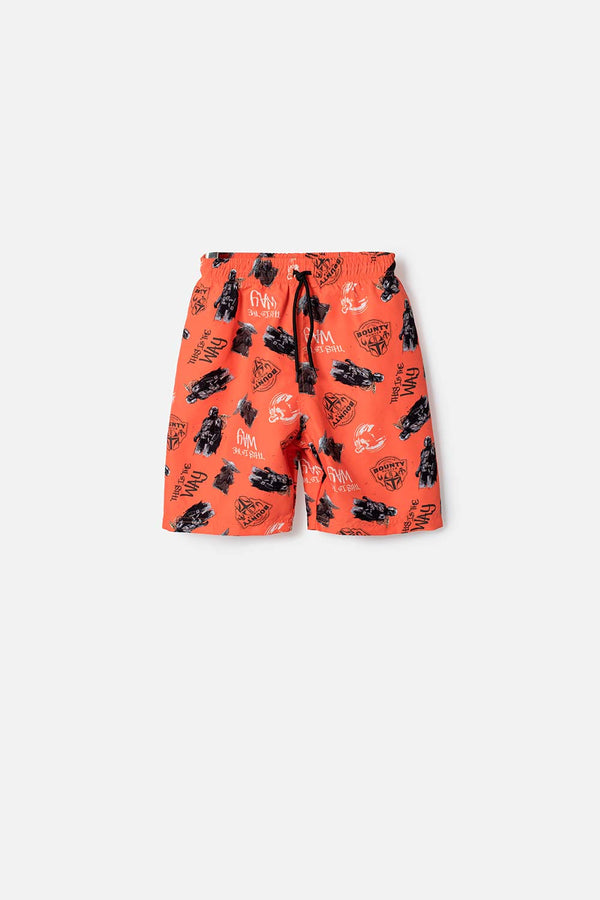 PANTALONETA DE BAÑO DE MANDALORIAN NARANJADO PARA NIÑO