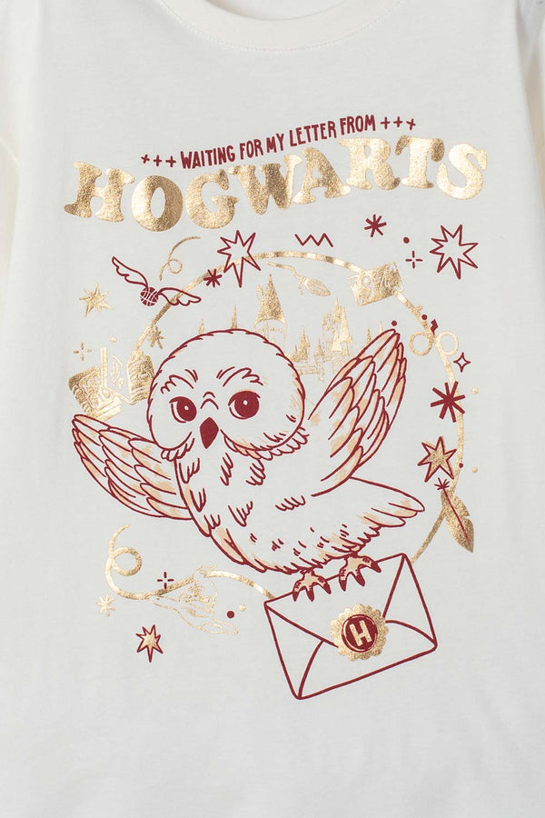 CAMISETA DE HARRY POTTER MANGA LARGA MARFIL PARA NIÑA