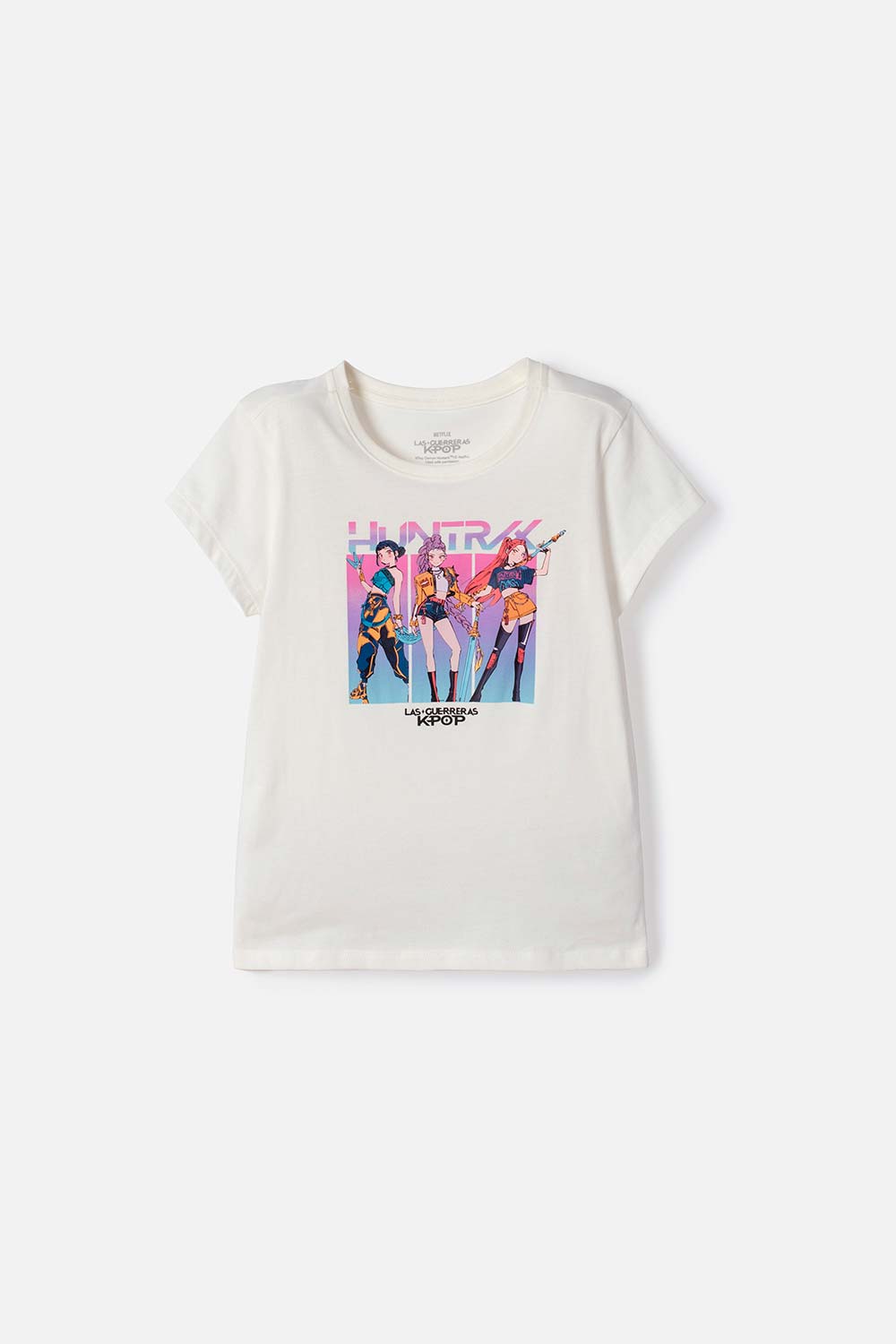 CAMISETA DE K-POP DEMON HUNTERS MANGA CORTA BLANCO PARA NIÑA