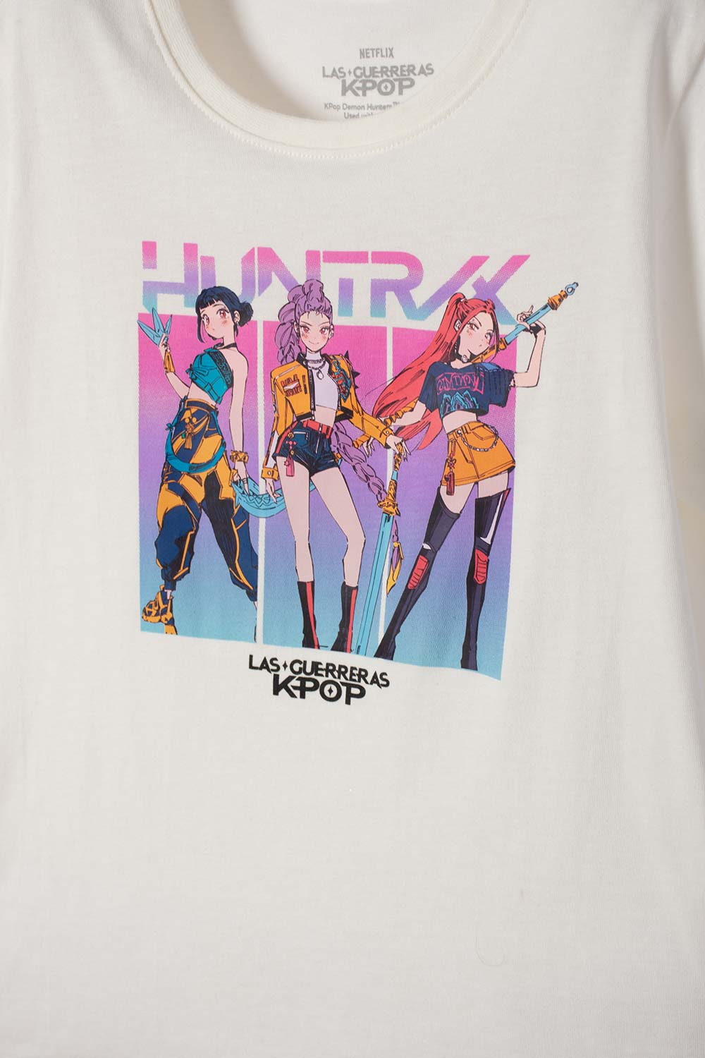 CAMISETA DE K-POP DEMON HUNTERS MANGA CORTA BLANCO PARA NIÑA
