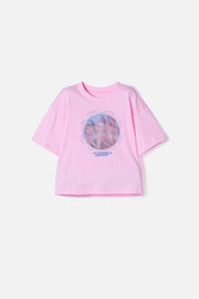 CAMISETA DE K-POP DEMON HUNTER MANGA CORTA ROSADO PARA NIÑA