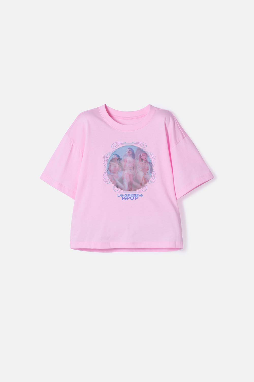 CAMISETA DE K-POP DEMON HUNTER MANGA CORTA ROSADO PARA NIÑA