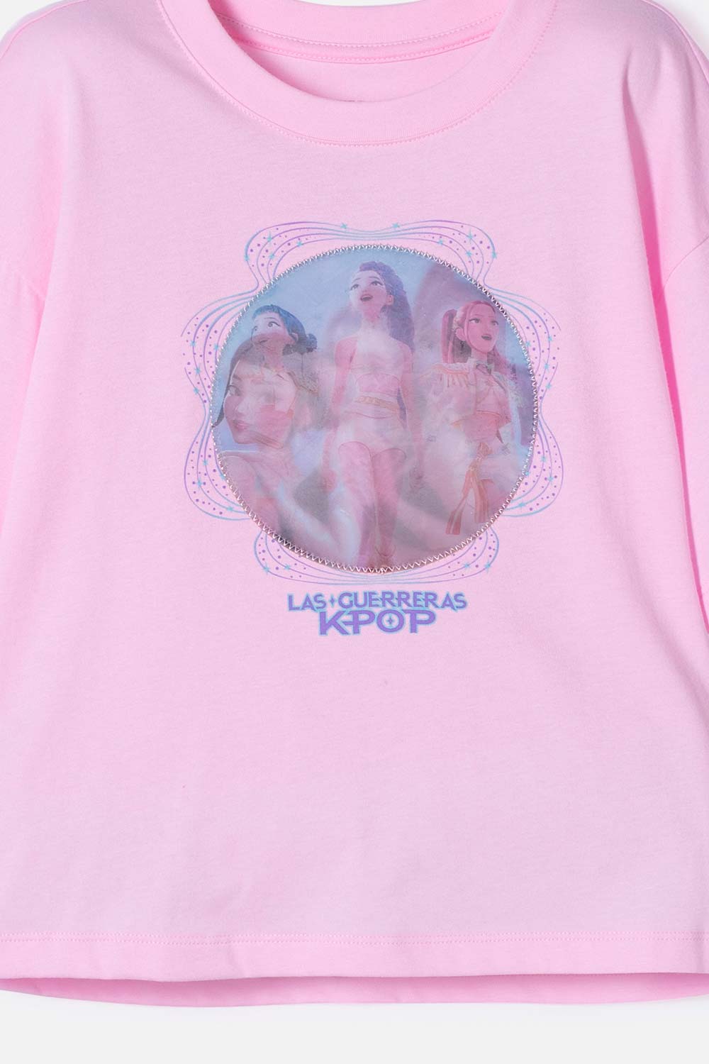 CAMISETA DE K-POP DEMON HUNTER MANGA CORTA ROSADO PARA NIÑA