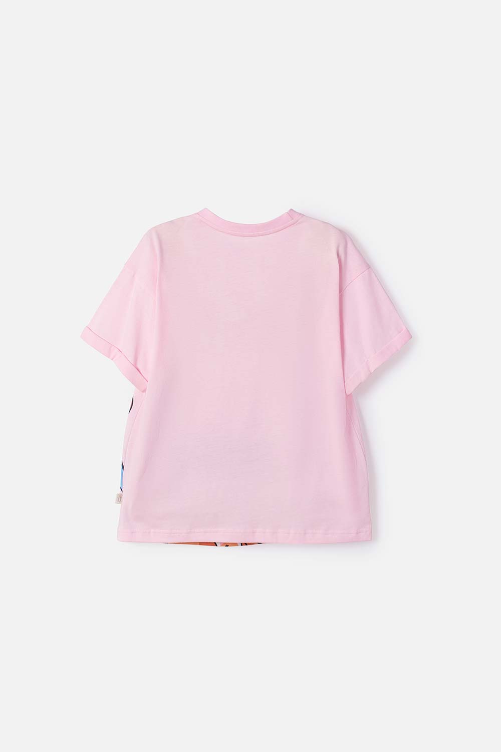 CAMISETA DE STITCH Y CAPYBARA MANGA CORTA ROSADA PARA NIÑA
