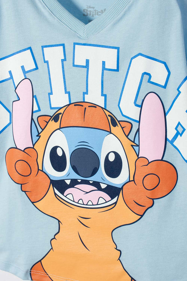 CONJUNTO DE STITCH Y CAPYBARA AZUL PARA NIÑA