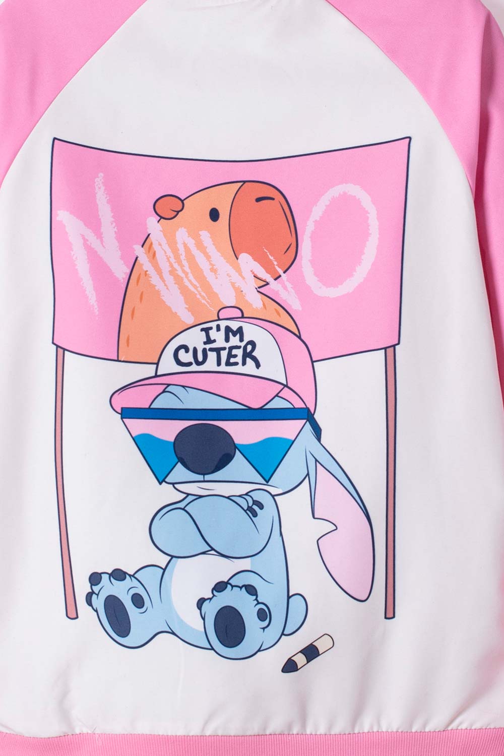 CHAQUETA DE STITCH Y CAPYBARA CON CIERRE MULTICOLOR PARA NIÑA
