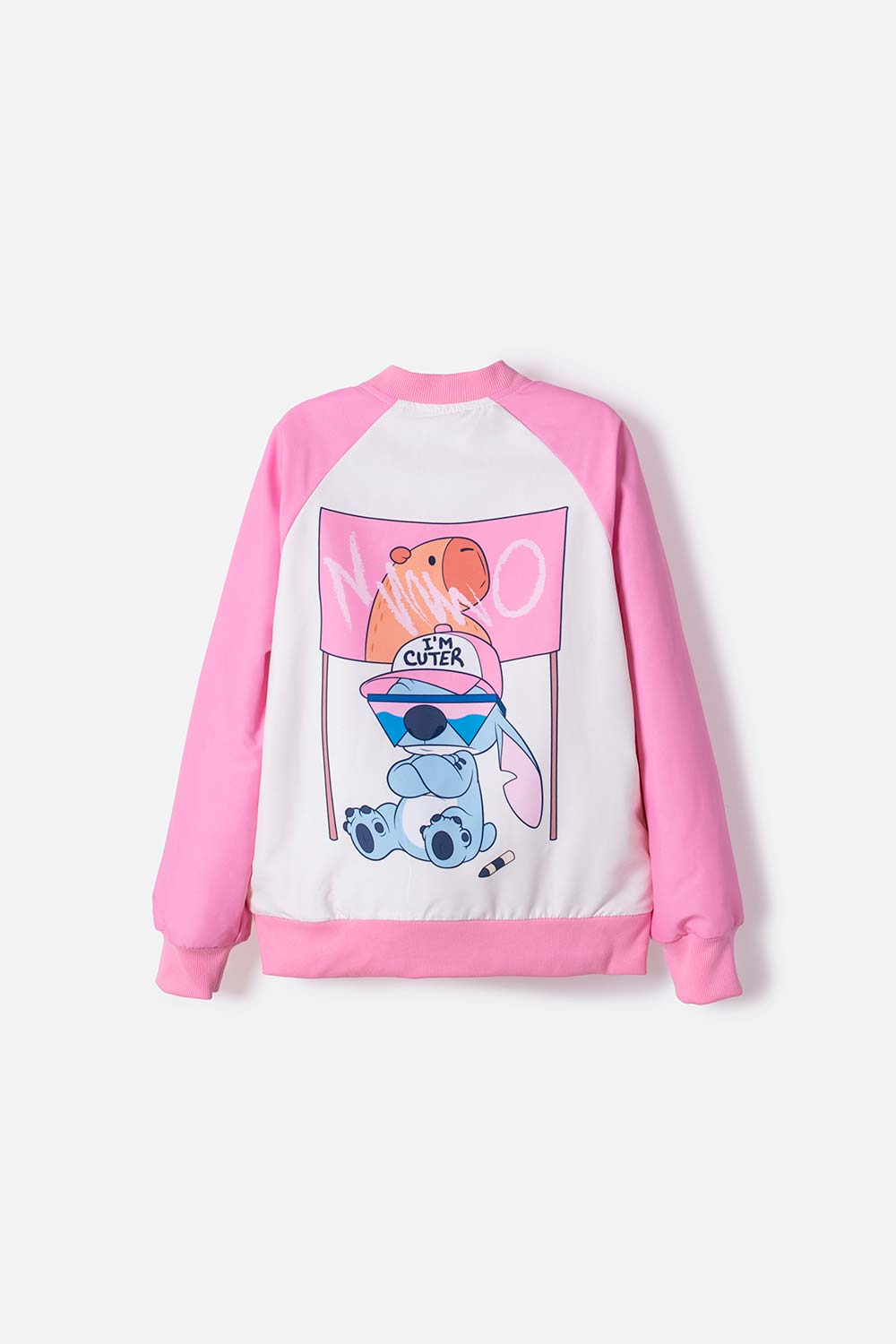 CHAQUETA DE STITCH Y CAPYBARA CON CIERRE MULTICOLOR PARA NIÑA