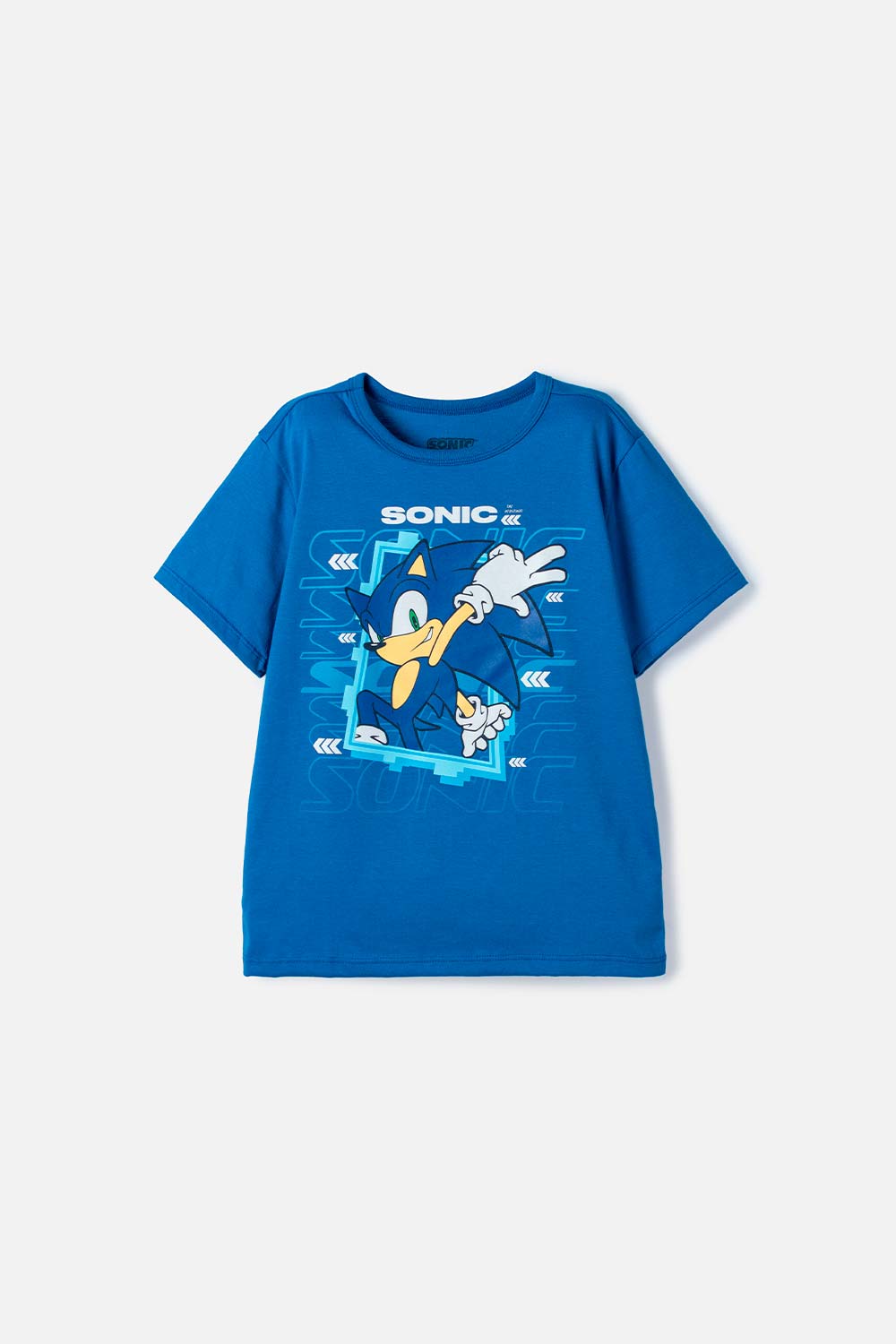 CAMISETA DE SONIC MANGA CORTA AZUL PARA NIÑO