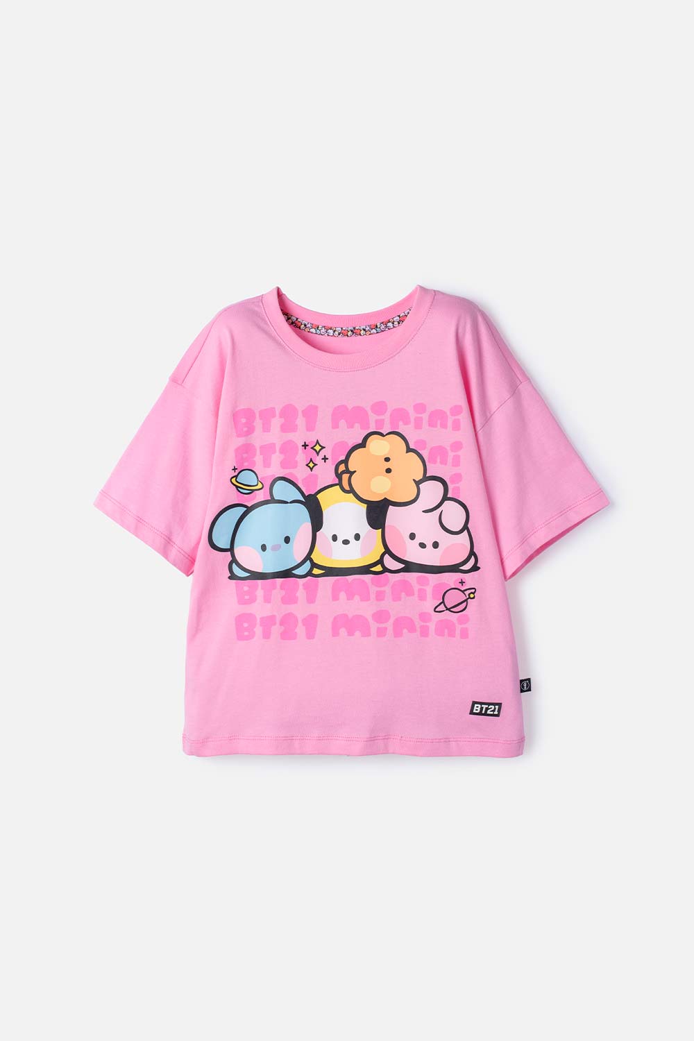 CAMISETA DE BT21 MANGA CORTA ROSADO PARA NIÑA