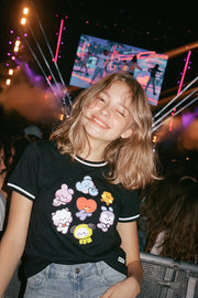 CAMISETA DE BT21 MANGA CORTA NEGRO PARA NIÑA