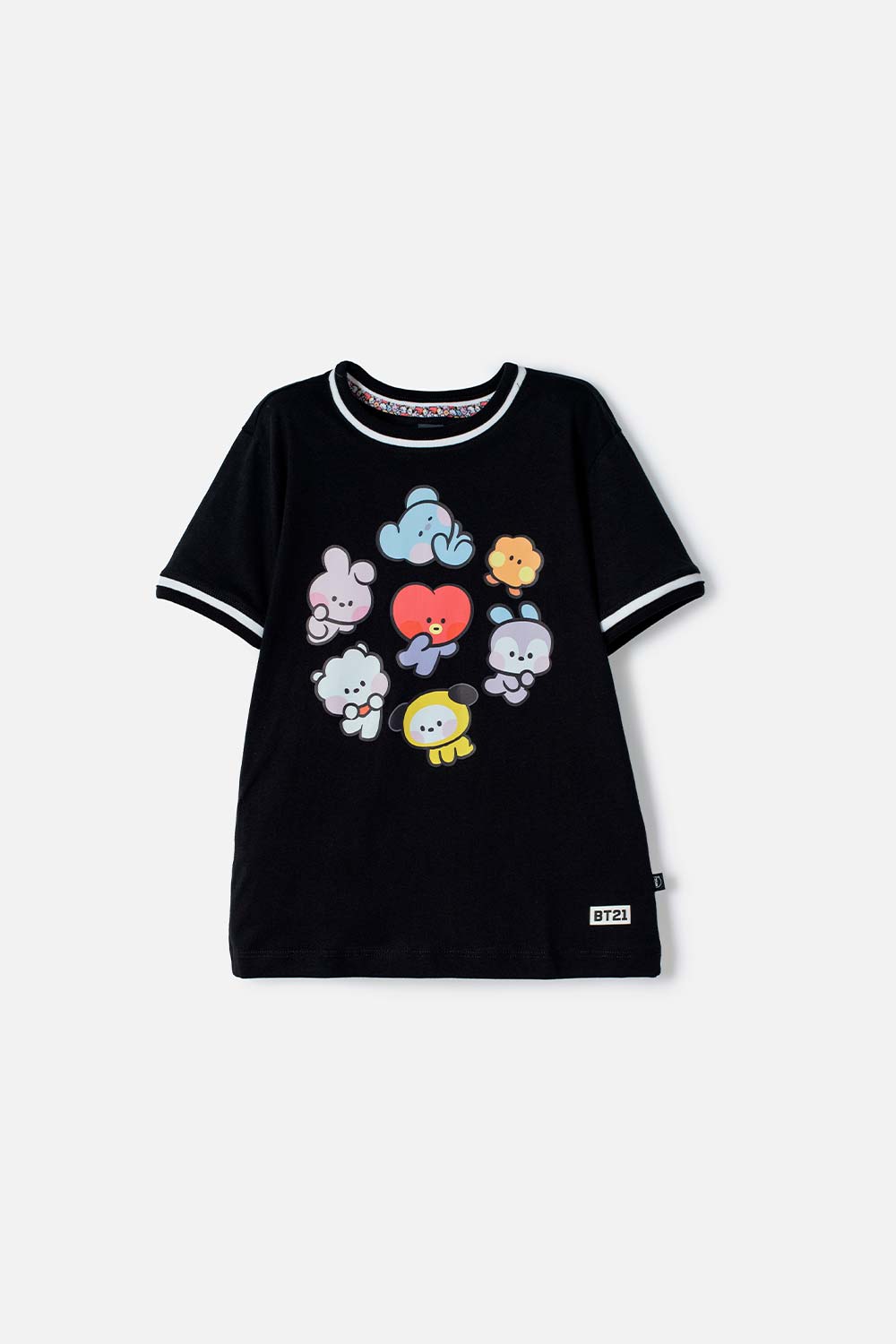 CAMISETA DE BT21 MANGA CORTA NEGRO PARA NIÑA
