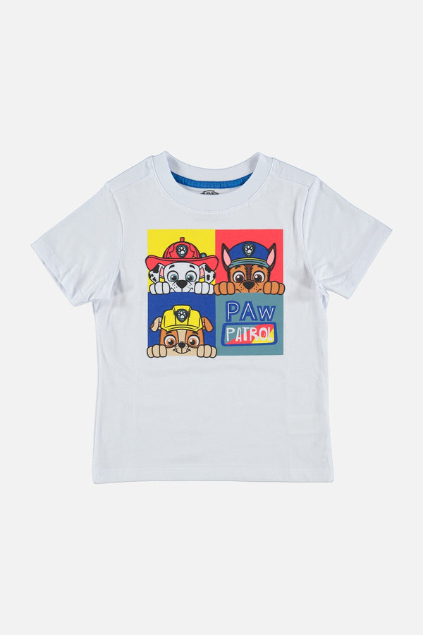 CAMISETA DE PAW PATROL ESTAMPADA BLANCA PARA NIÑO DE 2T A 5T