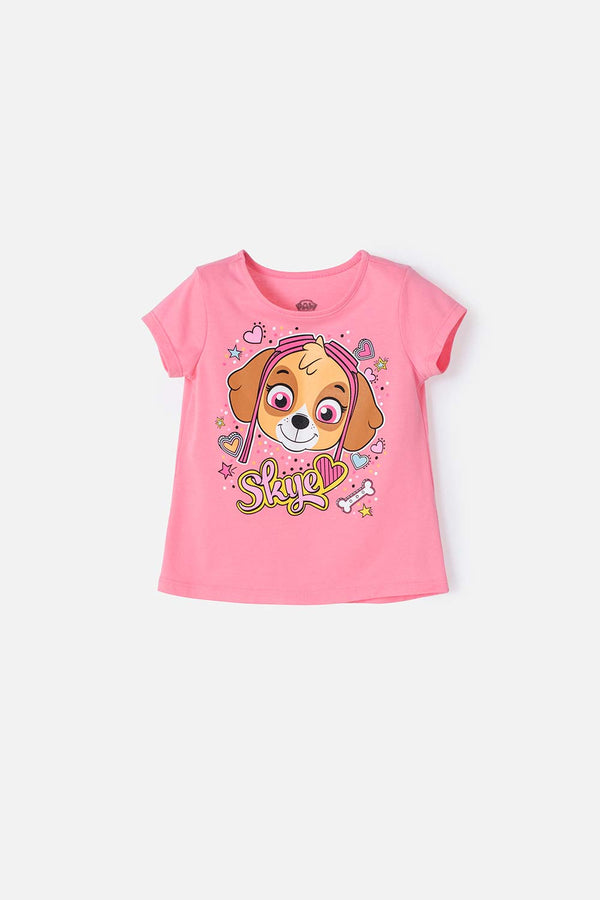 CAMISETA DE PAW PATROL ROSADA MANGA CORTA PARA NIÑA 2T A 5T