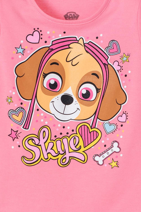 CAMISETA DE PAW PATROL ROSADA MANGA CORTA PARA NIÑA 2T A 5T