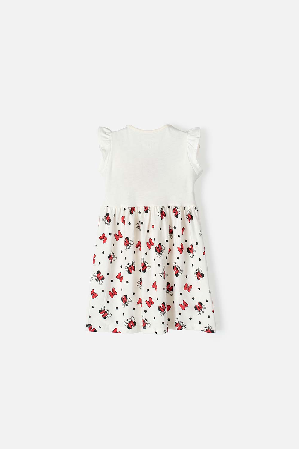 VESTIDO DE MINNIE MOUSE ESTAMPADO BLANCO Y ROJO PARA NIÑA DE 2T A 5T