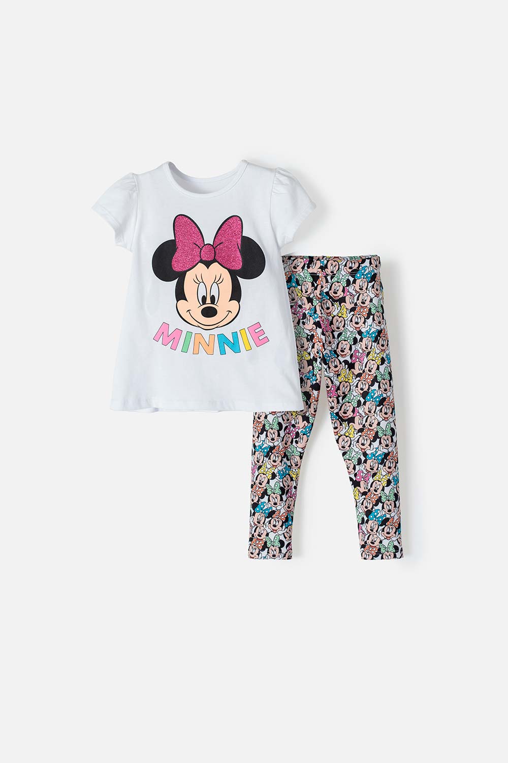CONJUNTO DE MINNIE MOUSE DE PANTALÓN MULTICOLOR PARA NIÑA 2T A 5T
