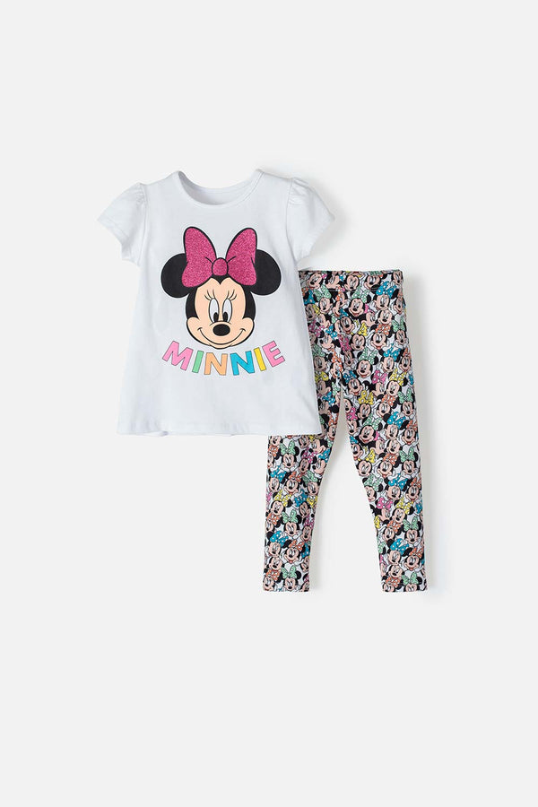 CONJUNTO DE MINNIE MOUSE DE PANTALÓN MULTICOLOR PARA NIÑA 2T A 5T
