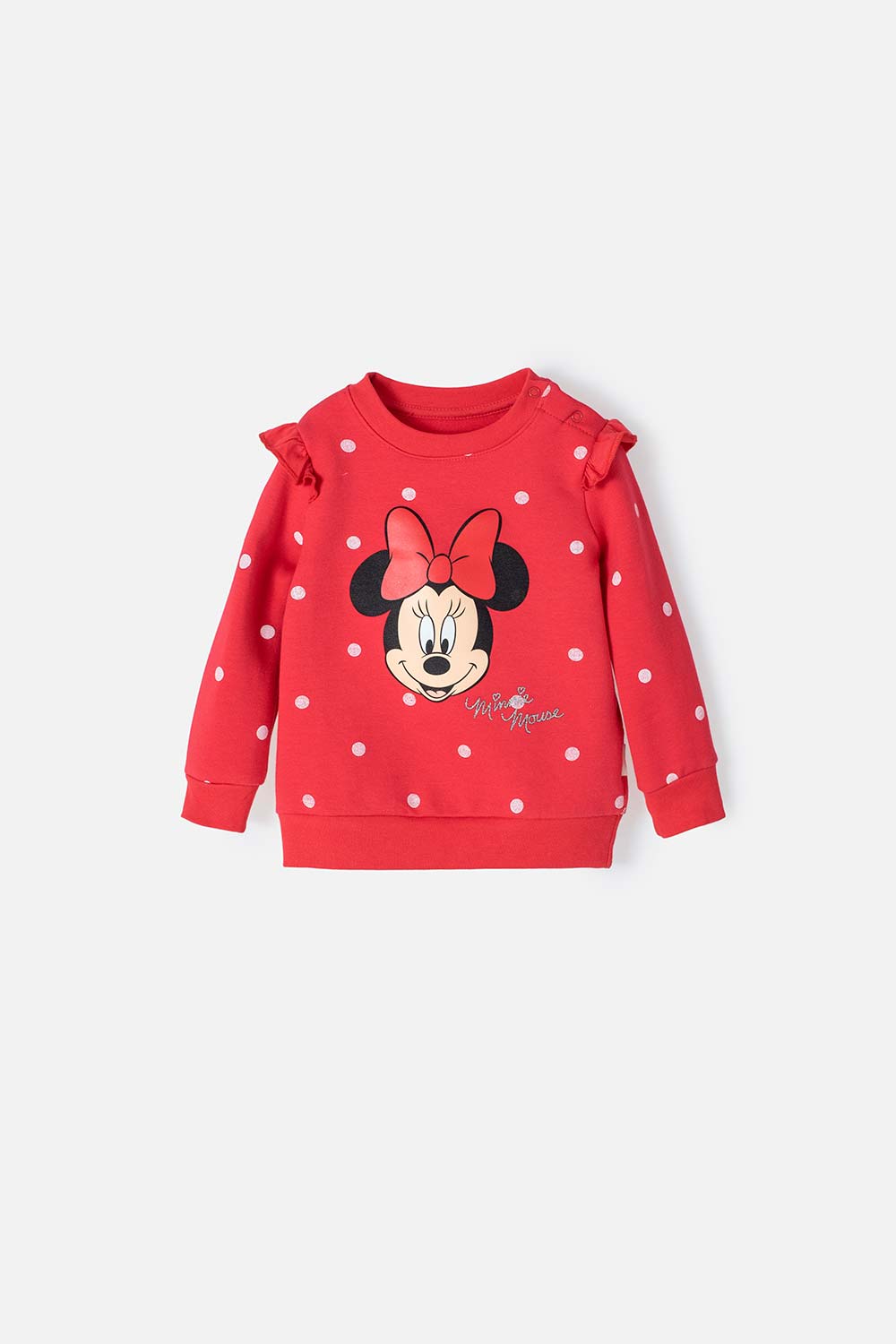 BUZO DE MINNIE MOUSE ROJO DE CUELLO REDONDO PARA NIÑA DE 2T A 5T