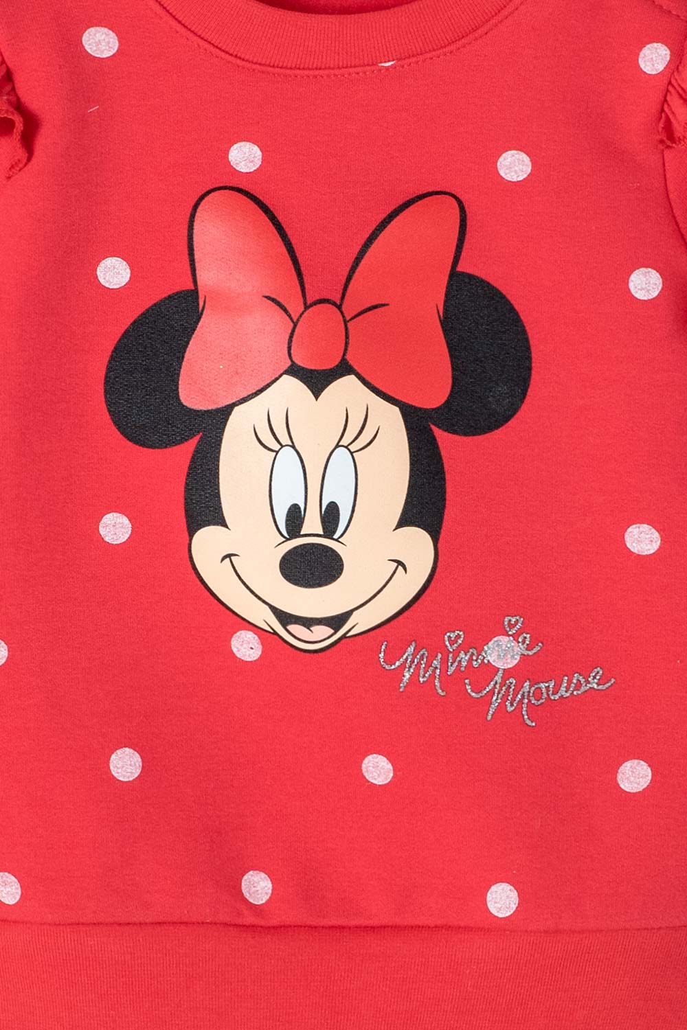 BUZO DE MINNIE MOUSE ROJO DE CUELLO REDONDO PARA NIÑA DE 2T A 5T