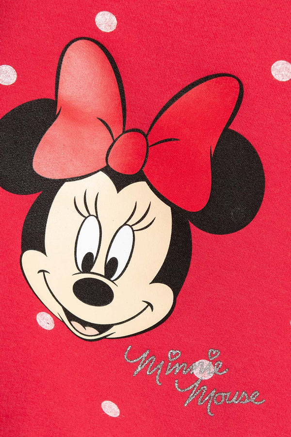 BUZO DE MINNIE MOUSE ROJO DE CUELLO REDONDO PARA NIÑA DE 2T A 5T