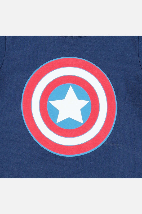 CAMISETA DE CAPITÁN AMÉRICA MANGA CORTA AZUL PARA BEBÉ NIÑO