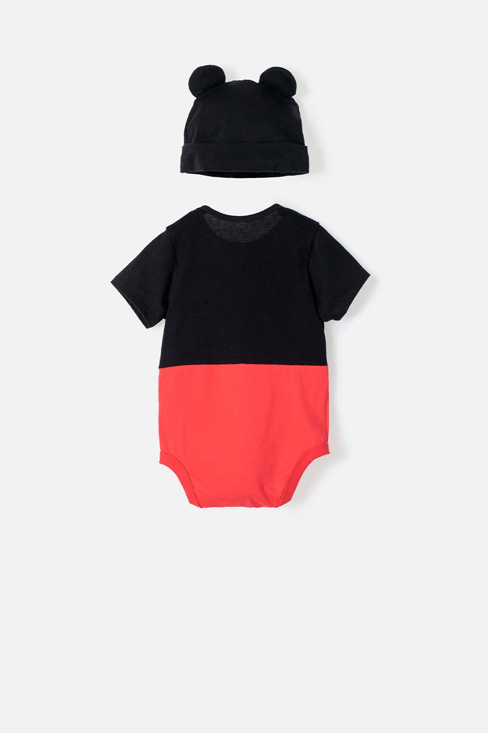 BODY DE MICKEY MOUSE MANGA CORTA ROJO CON NEGRO PARA BEBÉ NIÑO