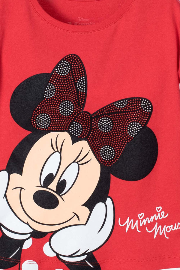 CAMISETA DE MINNIE MOUSE ROJA ESTAMPADA PARA NIÑA DE 2T A 5T