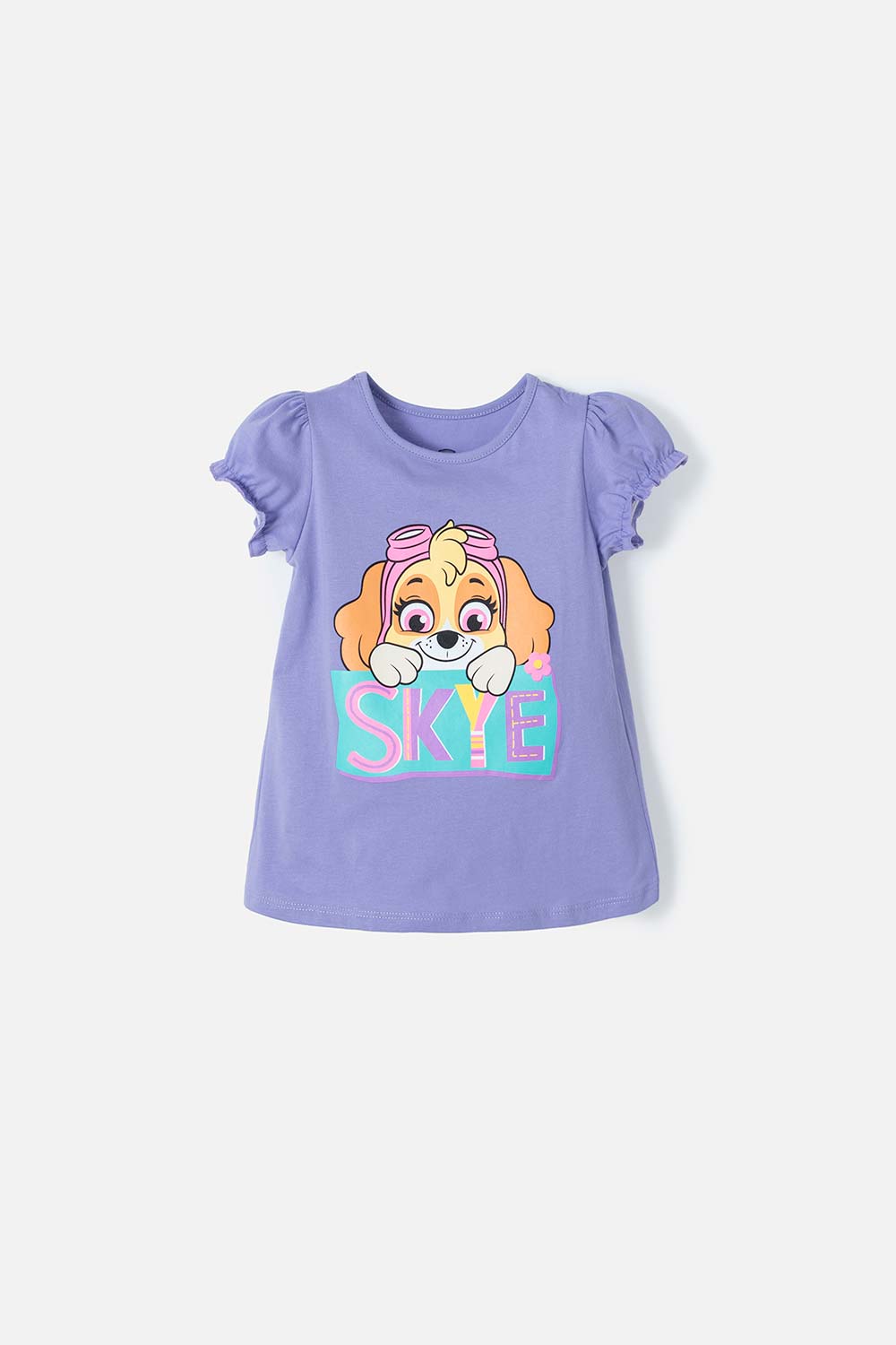 CAMISETA DE PAW PATROL MANGA CORTA LILA PARA NIÑA 2T A 5T