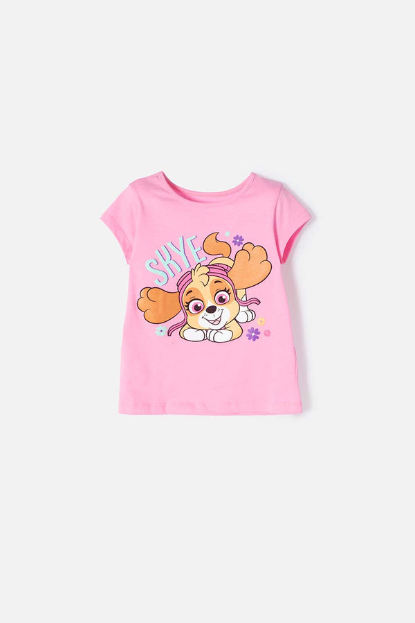 CAMISETA DE NIÑA, MANGA CORTA FUCSIA DE PAW PATROL