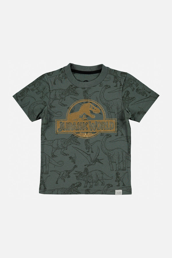 CAMISETA DE JURASSIC WORLD ESTAMPADA VERDE PARA NIÑO 2T A 5T