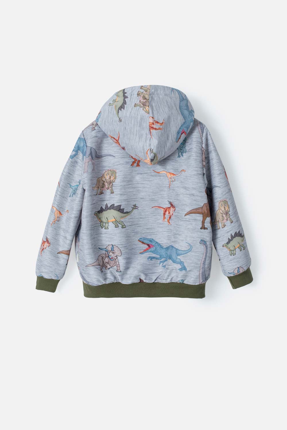 CHAQUETA DE JURASSIC WORLD CON CAPUCHA GRIS JASPE PARA NIÑO 2T A 5T