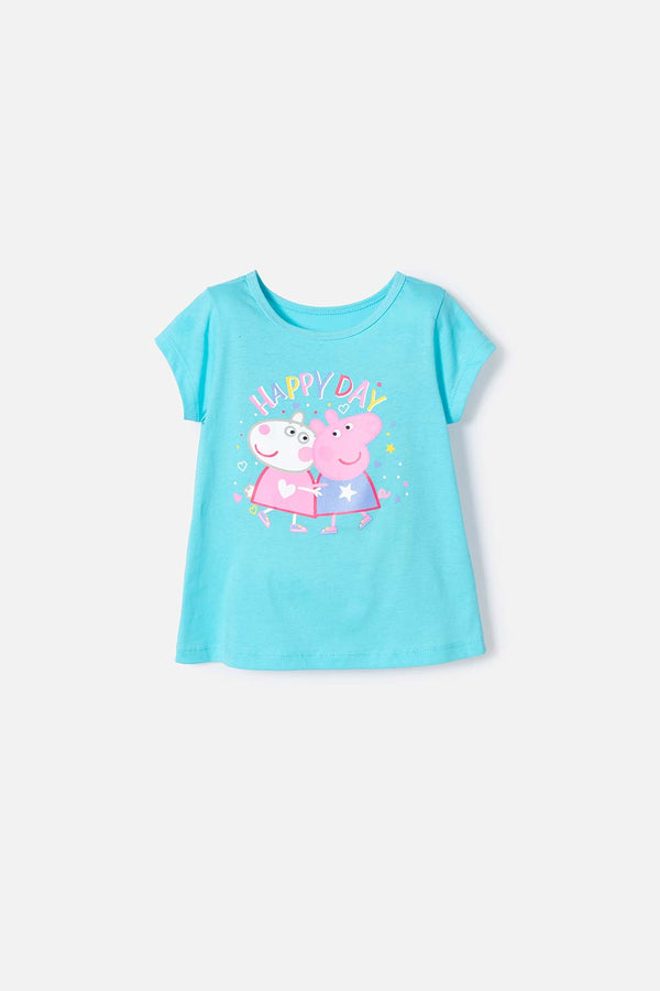 CAMISETA DE PEPPA PIG MANGA CORTA AZUL PARA NIÑA 2T A 5T