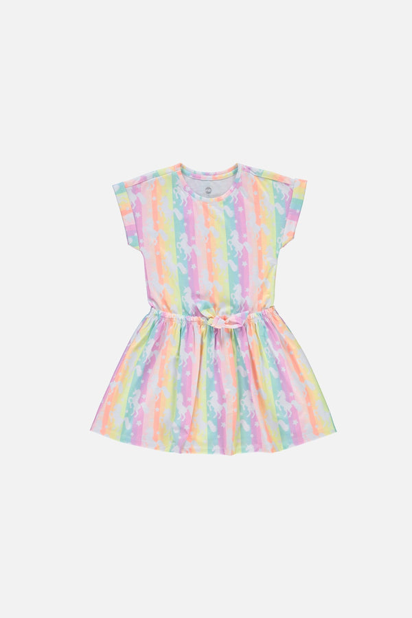 VESTIDO MIC MANGA CORTA MULTICOLOR PARA NIÑA