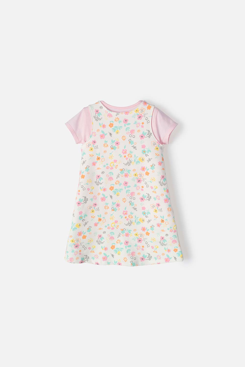 VESTIDO LITTLEMIC ESTAMPADO MULTICOLOR PARA NIÑA DE 2T A 5T