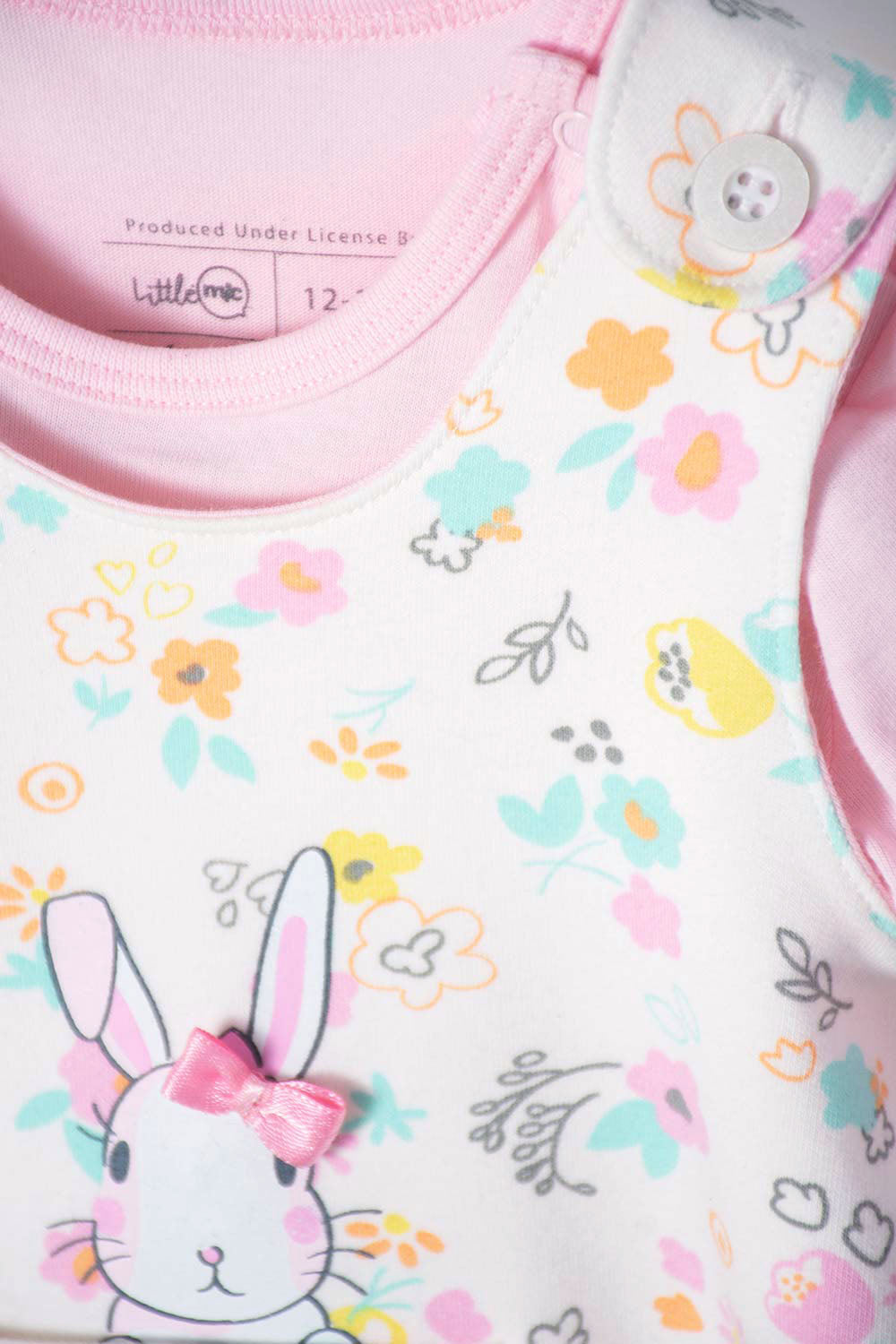 VESTIDO DE DOS PIEZAS LITTLEMIC MANGA CORTA ROSADO PARA BEBÉ NIÑA