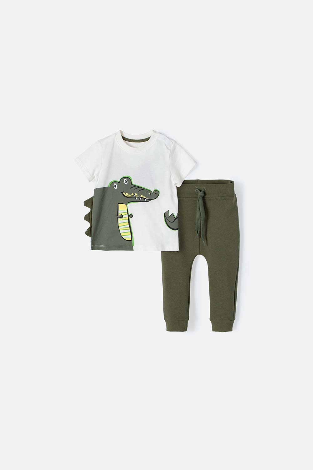 CONJUNTO LITTLEMIC  CON PANTALÓN VERDE Y BLANCO PARA BEBÉ NIÑO